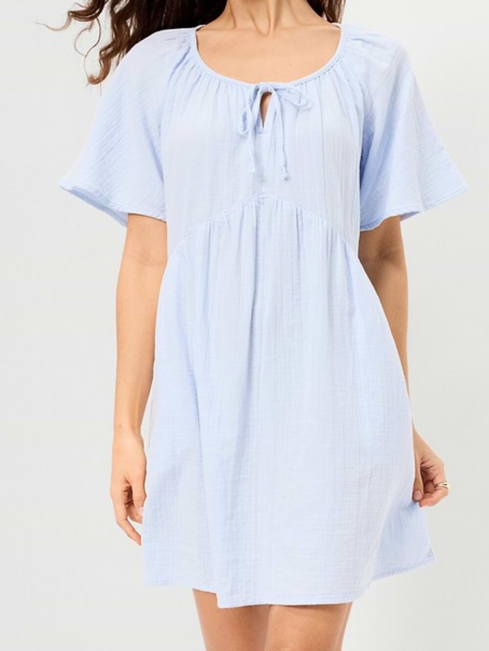NWT Crinkle Gauze Flutter-Sleeve Mini Swing Dress